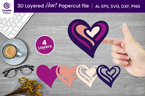 Download 3D Layered Love Heart Paper, Laser Cut - Premium Resources